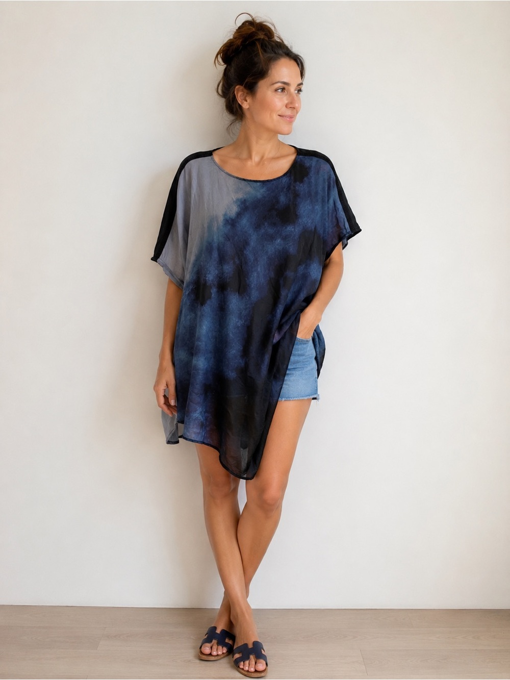 Pete & Greta Johnny Was Tie Dye Asymmetrical Top SM - Picture 2 of 14